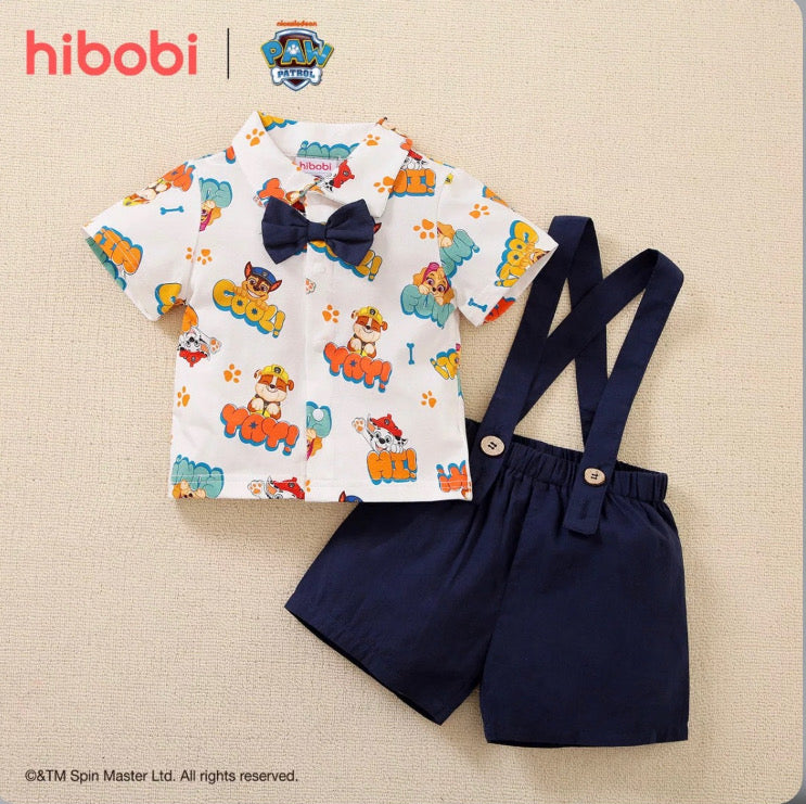 Hibobixpaw patrol baby boy cartoon short sleeve cotton t-shirt and shorts set