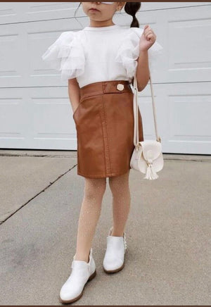 White shirt with mini skirt