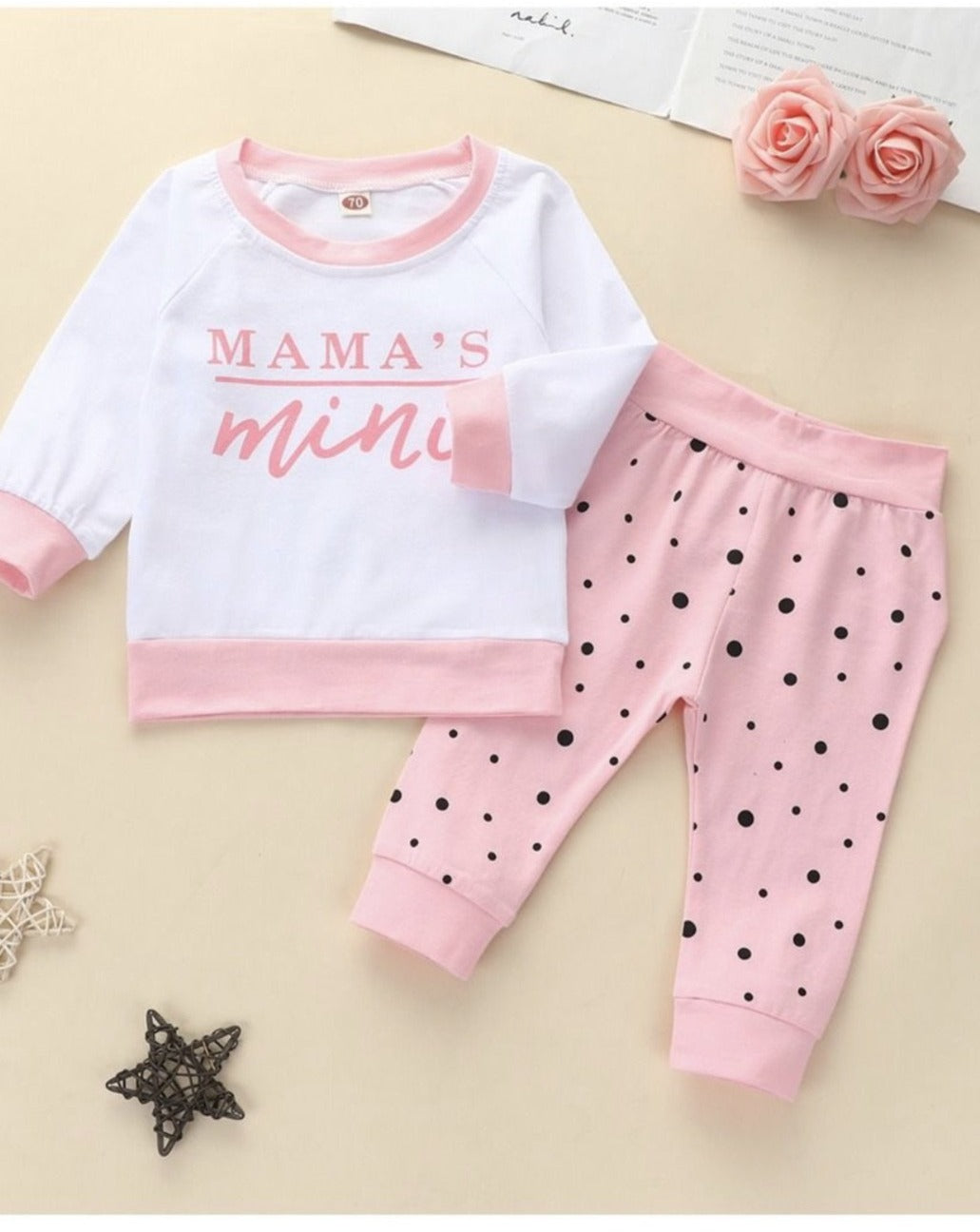 2 piece baby girl mama min set ( polka dot set )