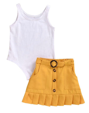 White Shirt with Yellow Skirt