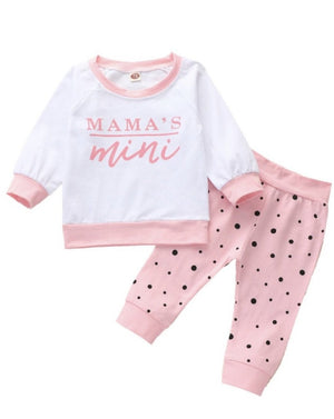 2 piece baby girl mama min set ( polka dot set )