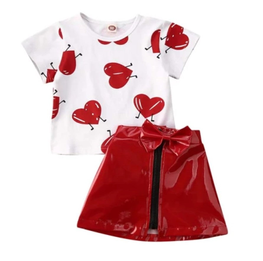 Heart Shirt and Red Skirt