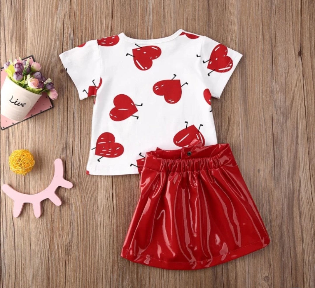 Heart Shirt and Red Skirt