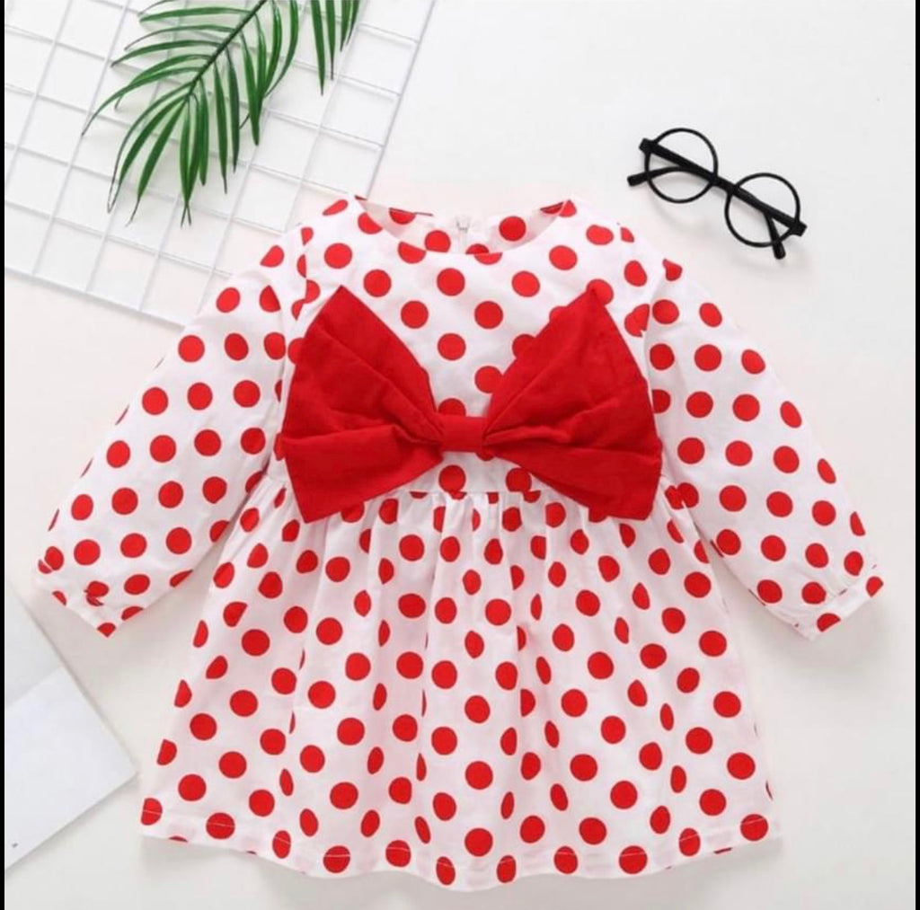 Hello Santa red and white polka dot dress