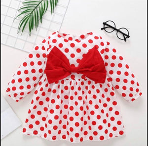 Hello Santa red and white polka dot dress