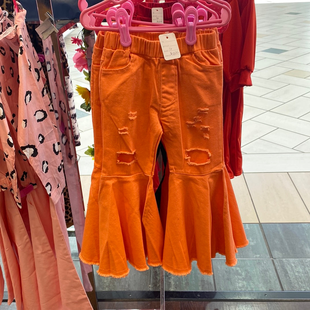 Girls orange bell bottoms