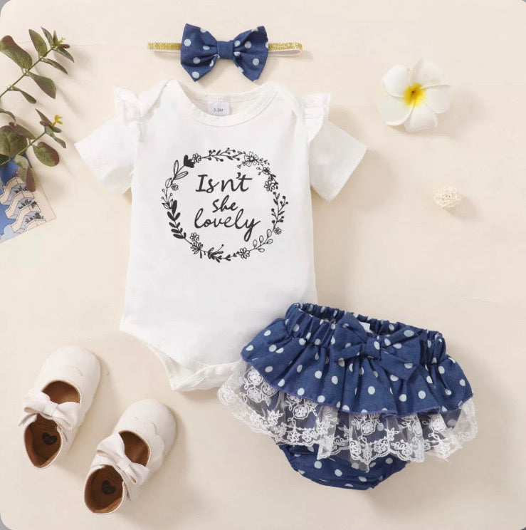 Denim polkadot set