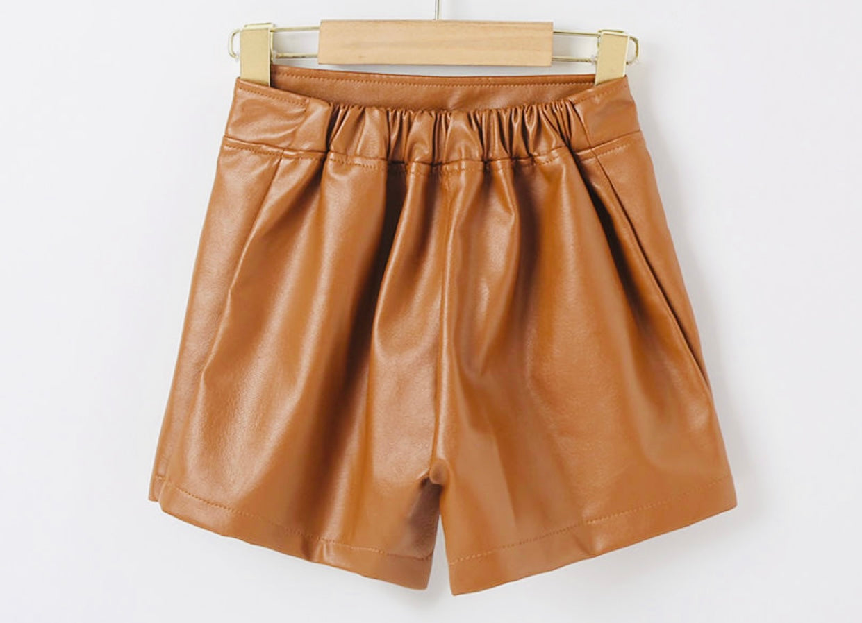 Little Girl Leather A Line Shorts