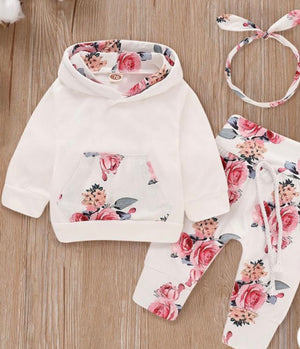 2 Piece Flower Hoodie Set