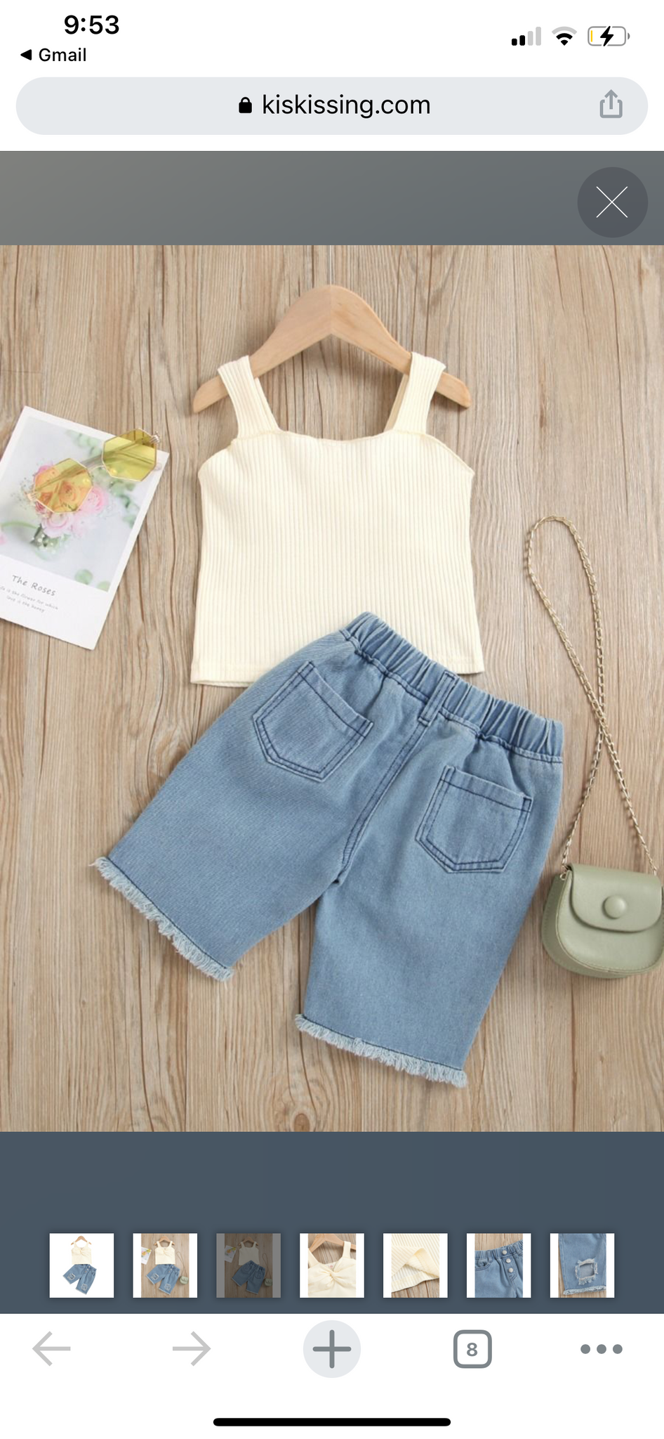 Knotted Cami Top And Ripped Denim Short For Little Girl