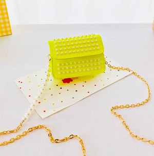 Little Girl Studded Chain Crossbody Bag