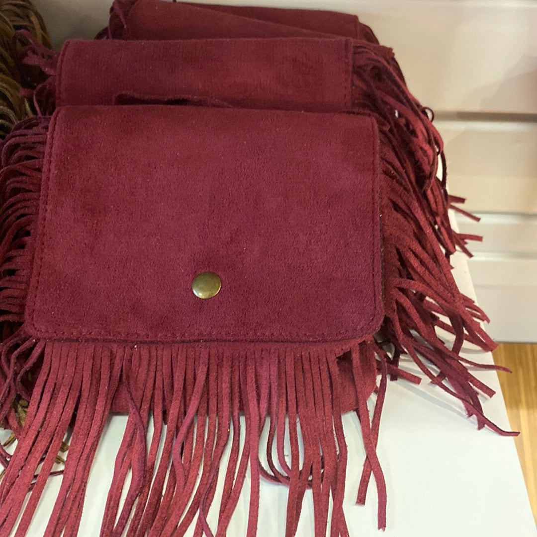 Burgundy ruffle purse