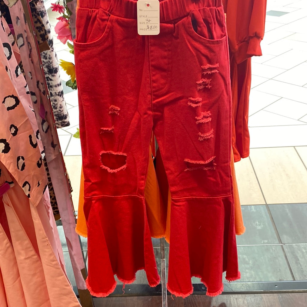 Girls red bell bottoms