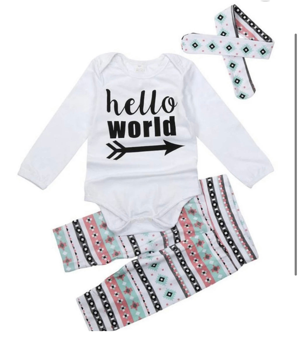 2 piece Hello World set with headband