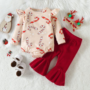 Candy cane 2 piece red velvet & tan