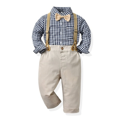 Little boy plaid dress set