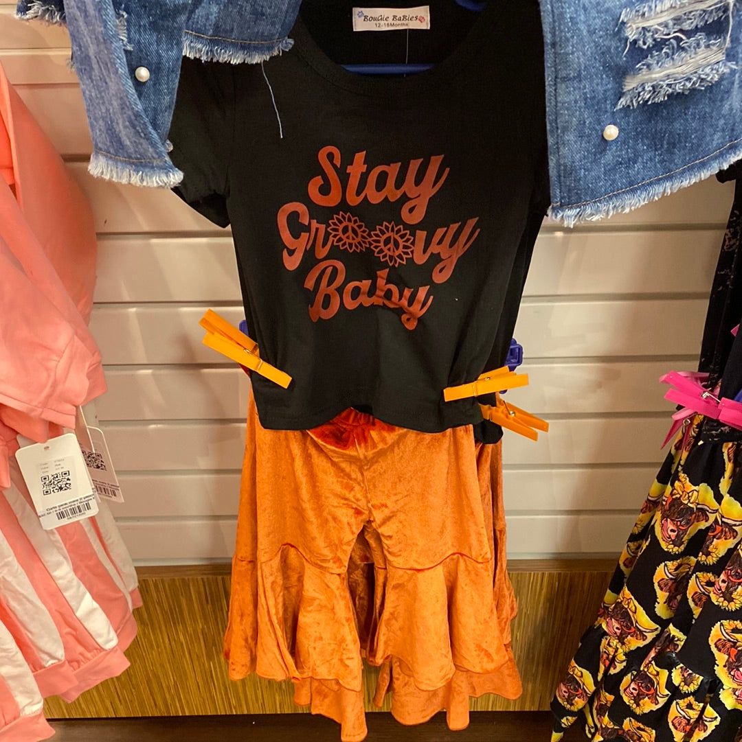 Girls “stay groovy baby” 2 piece set