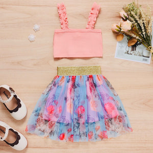 Girls Rose Skirt Set