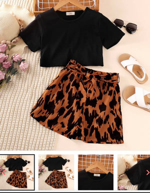 Little Girl Leopard Print Top & Pant