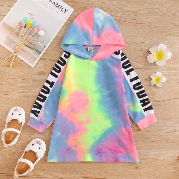 Tye dye long sleeve T-shirt dress