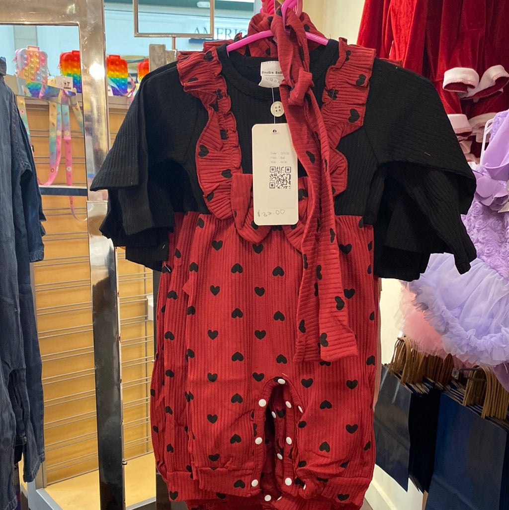 Girls red heart onesies