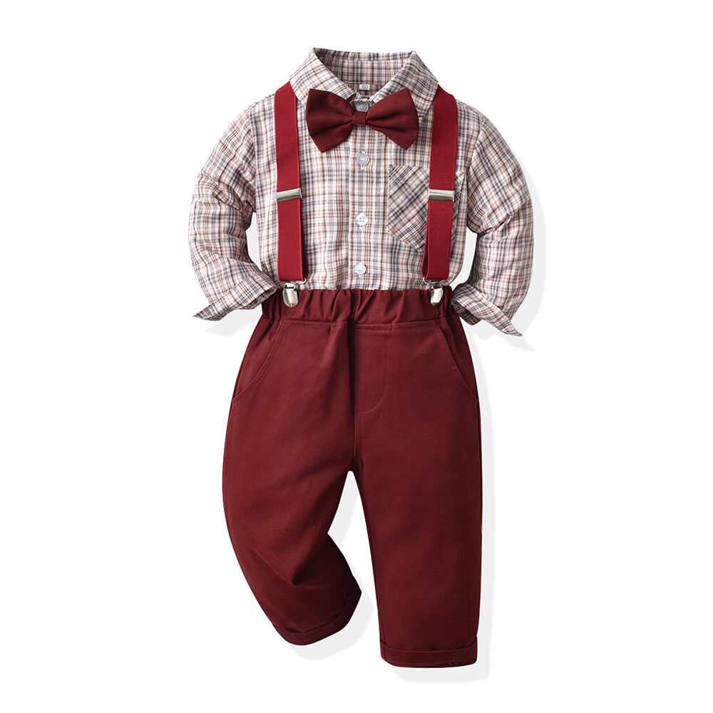 Red plaid 2 piece set for boys