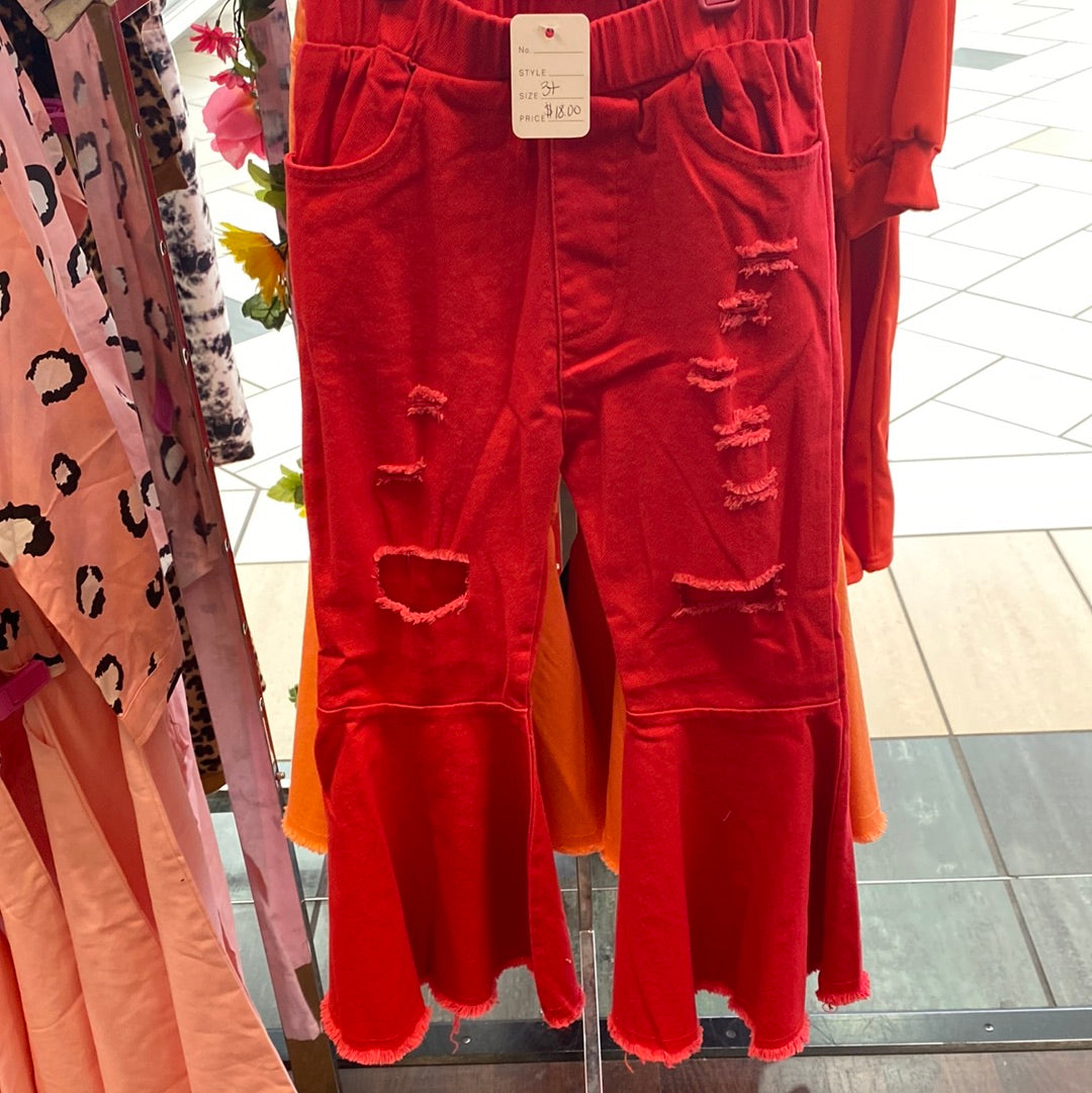 Girls red bell bottoms