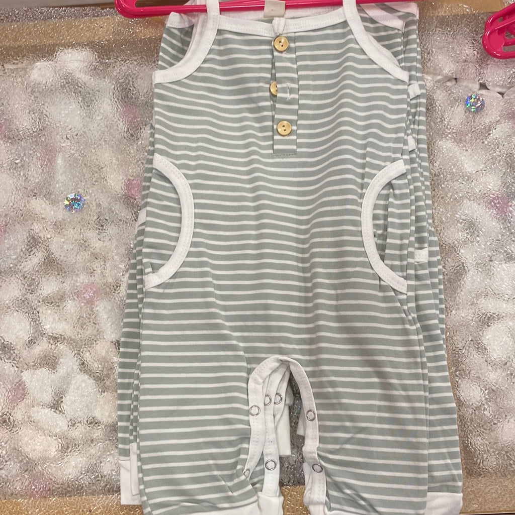 Girls green stripped onesie