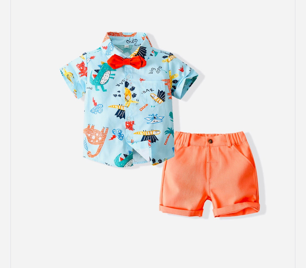 Boys Orange Dinosaur Set