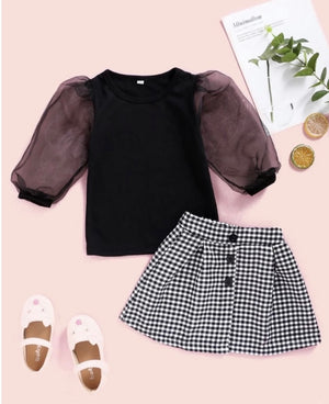 Checkered 2 piece skirt set