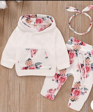 2 Piece Flower Hoodie Set