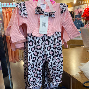 Girls pink leopard onesie