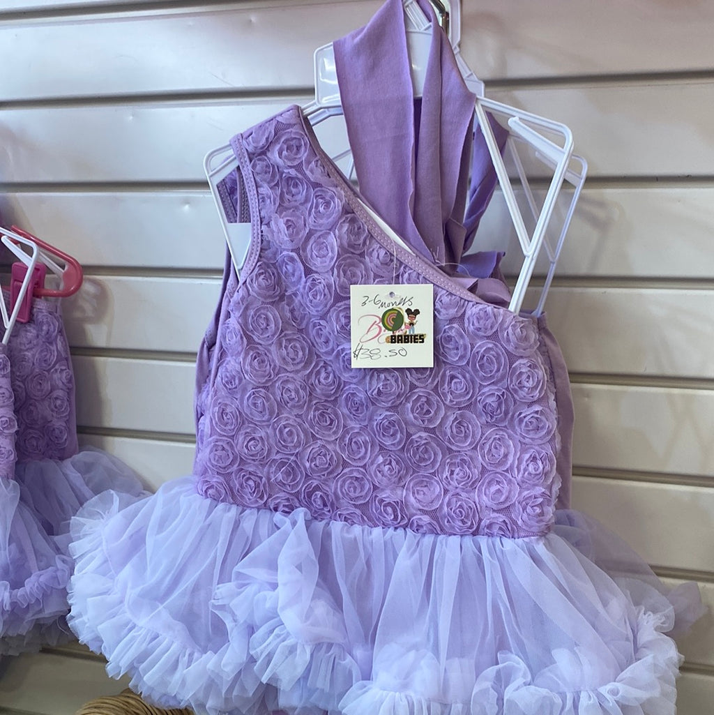 Purple fluffy tulle rose dress