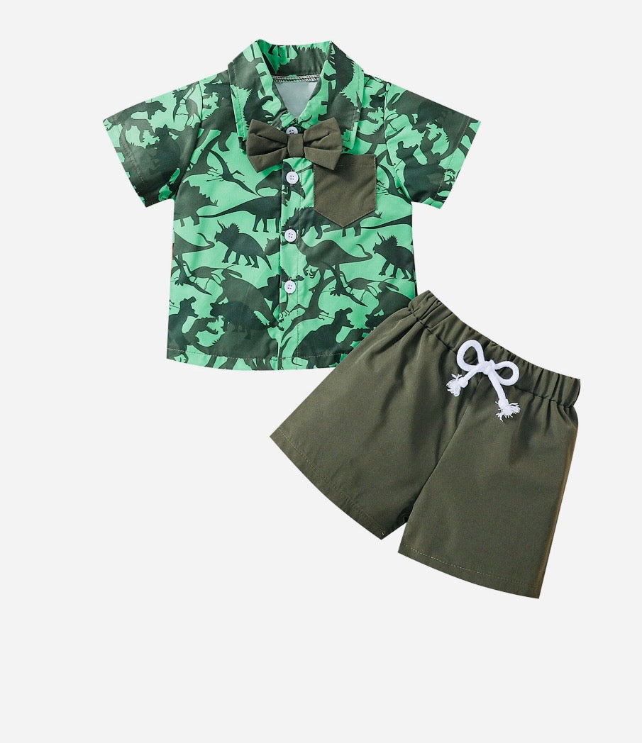 Boys Green Dinosaur Set