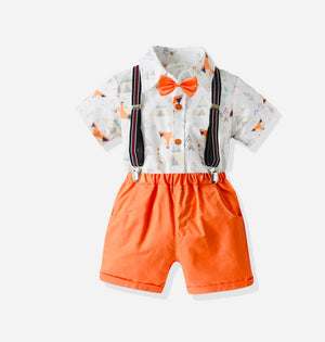 Boys Orange Fox Suspender Set