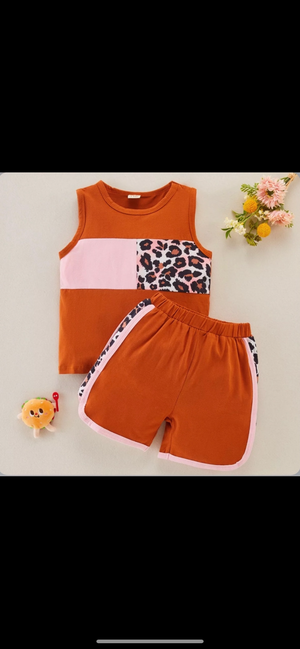 Orange and Pink Leopard Block Suit