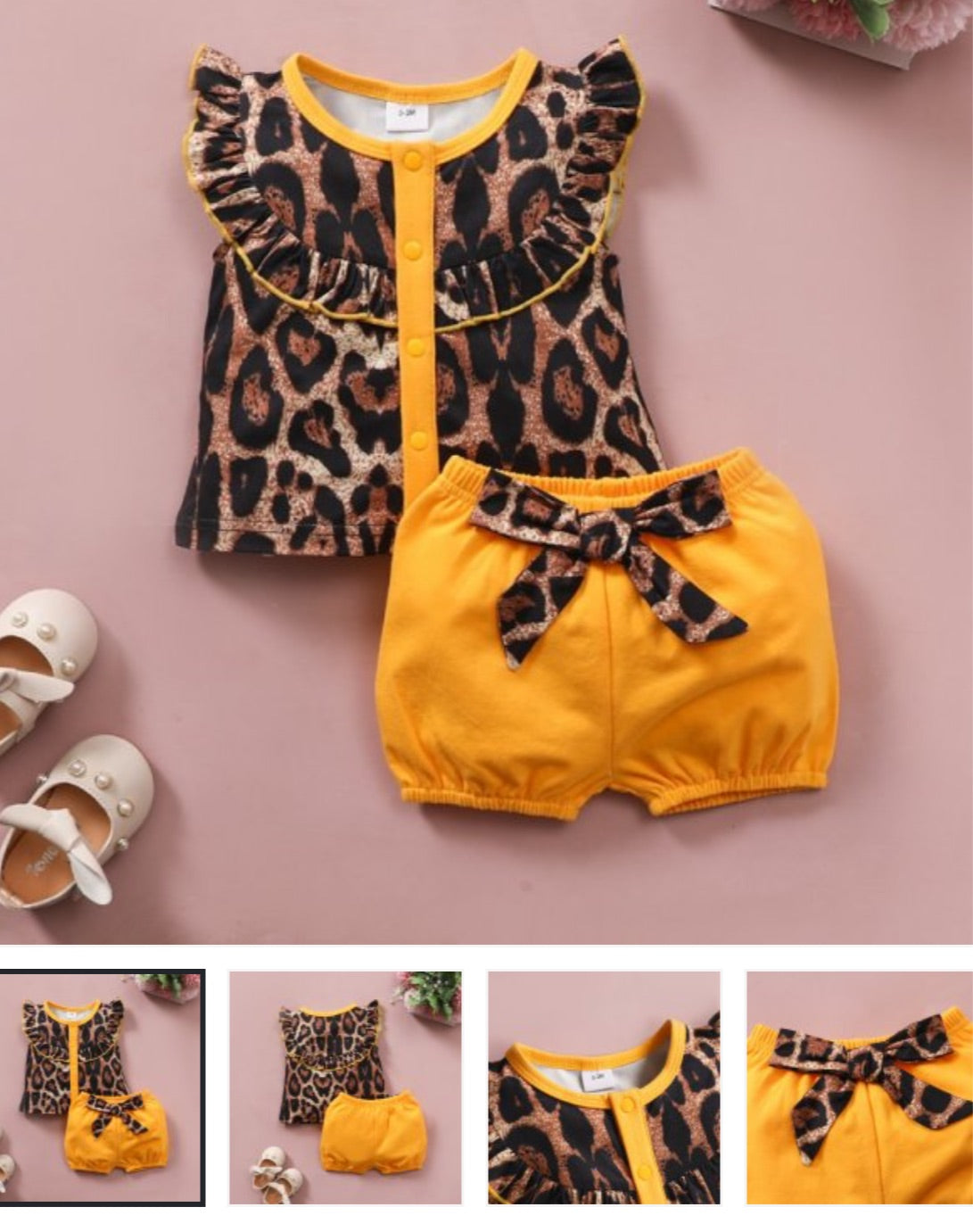 2 Piece Baby Girl Leopard Pattern