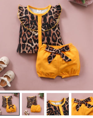 2 Piece Baby Girl Leopard Pattern