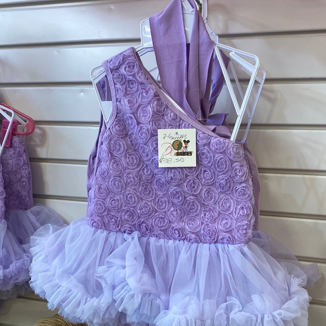 Purple fluffy tulle rose dress