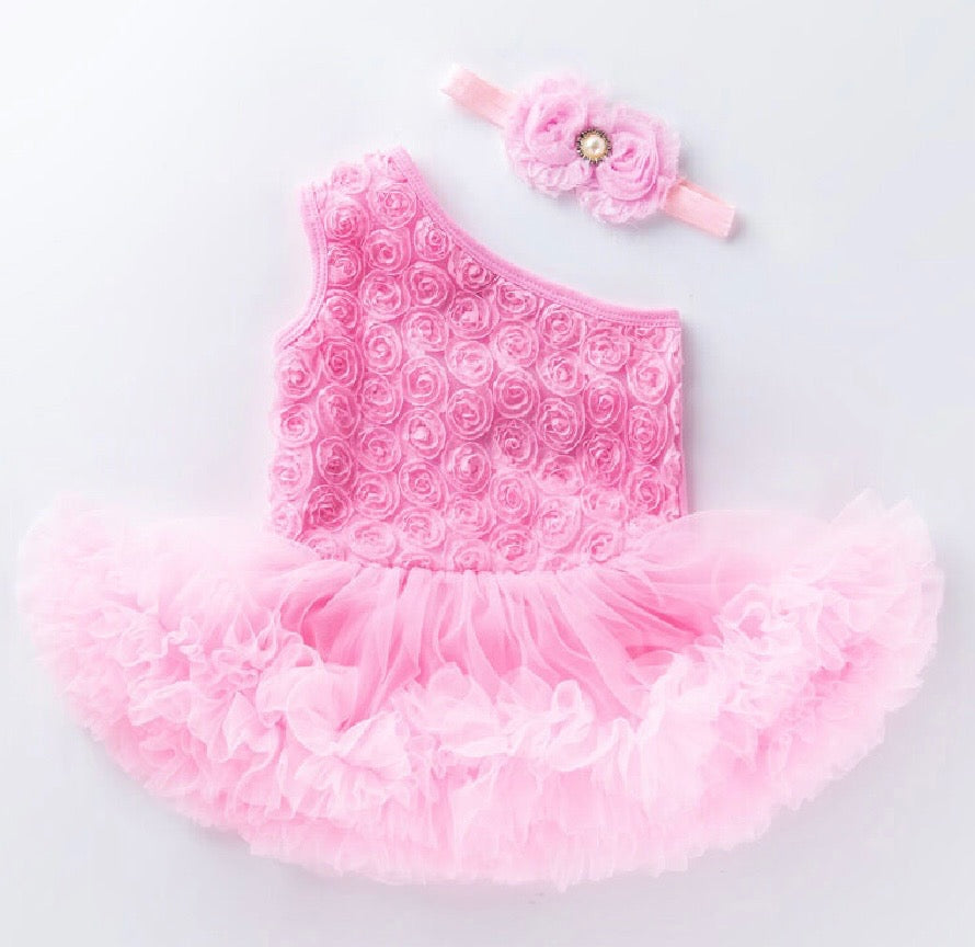 Pink Fluffy Tulle Rose Dress