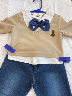 Unisex teddy bear shirt/jeans set