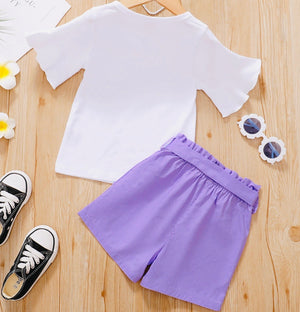 Girls Purple Shorts Set