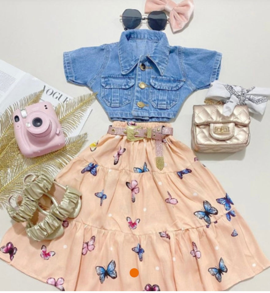 Butterflies & Flowers Denim Flower Set