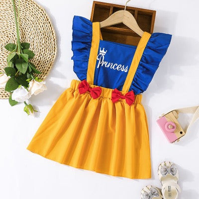 1 piece yellow, and blue sleeveless princess dress